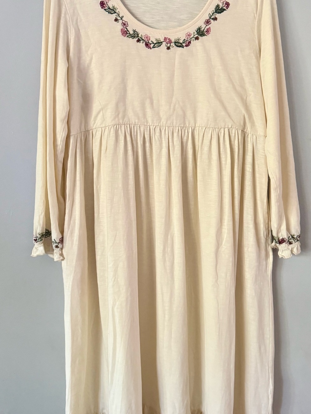 April Cornell Prairie Flower Embroidered Midi Dress Ivory Cream M